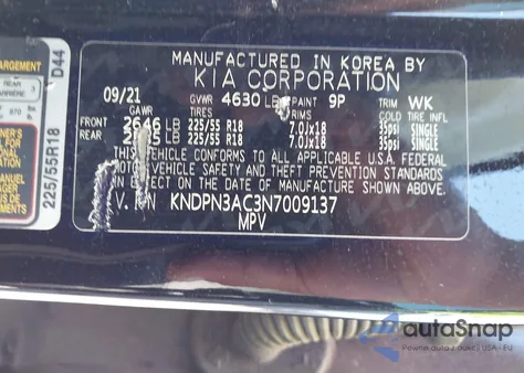 2022 Kia Sportage Ex from USA, damaged, VIN KNDPN3AC3N7009137